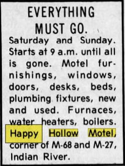 Happy Hollow Motel (Robertsons Motel) - Oct 1975 Selling Off Motel Equip